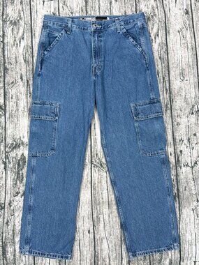Levi's SilverTab Loose Cargo Jeans W34 L30 Medium Blue 90s